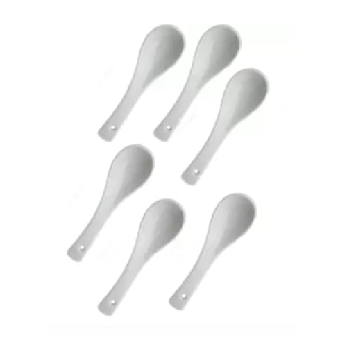 RAINCART Ceramic Soup and Dessert Spoon, Food Grade White Serving Spoons (13 Cm, Pack of 6) - Image 5