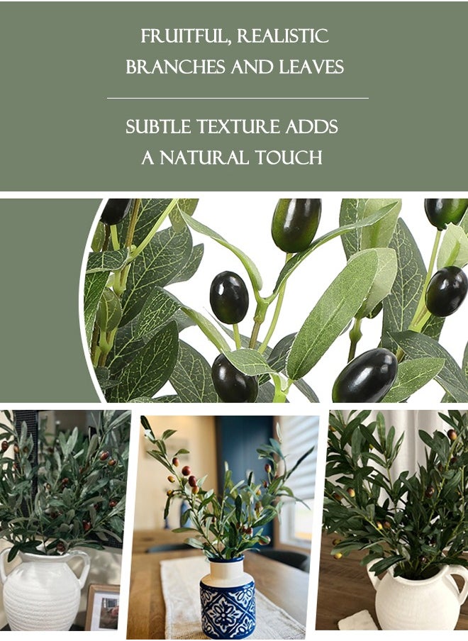 APEX 6PCS Fake Olive Branches for Vase - 24 Foam Fruits & 432 Realistic Leaves, Adjustable Faux Plants for Home, Office, Cafe Decor  - Image 2
