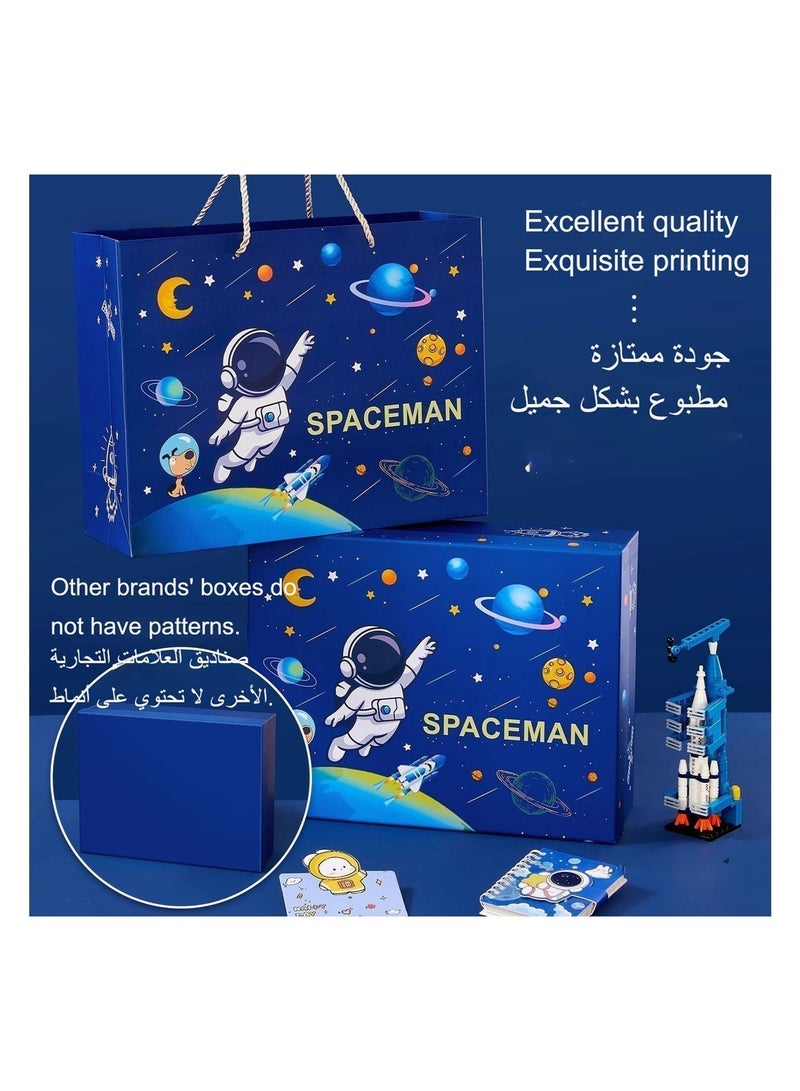 Space-themed Kids Stationery Set, Birthday Gift Box For Boys And Girls , Kid's Back-to-school Pack, Elementary Students Supplies Gift Basket Set With Pencil Case, Pencils, Astronaut Table Light, Rocket Building Blocks, Eraser, And Spaceman-themed Notebook. - Image 4