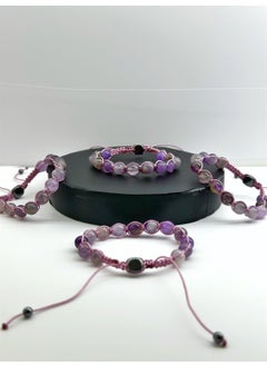 Kehribar Point Amethyst Stone Macrame Natural Stone Bracelet  - Image 4