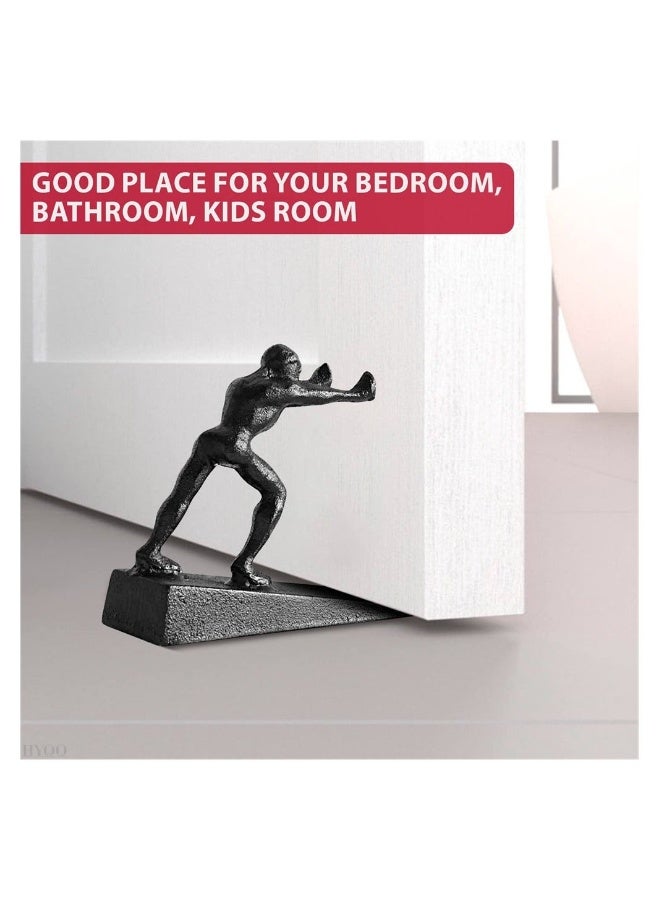 Cast Iron Man Heavy Duty Door Stopper, Decorative Door Stopper, Rustic Door Stoppers Avoid Drilling Holes, Man Door Stop Wedge to Stop Your Bedroom, Bath and Exterior Doors  - Image 5