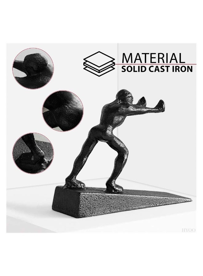 Cast Iron Man Heavy Duty Door Stopper, Decorative Door Stopper, Rustic Door Stoppers Avoid Drilling Holes, Man Door Stop Wedge to Stop Your Bedroom, Bath and Exterior Doors  - Image 3