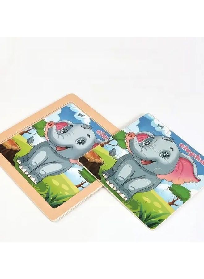 لوح الألغاز الخشبي للأطفال وسائل النقل موضوع رسومات حيوانات ملونة - Image 3