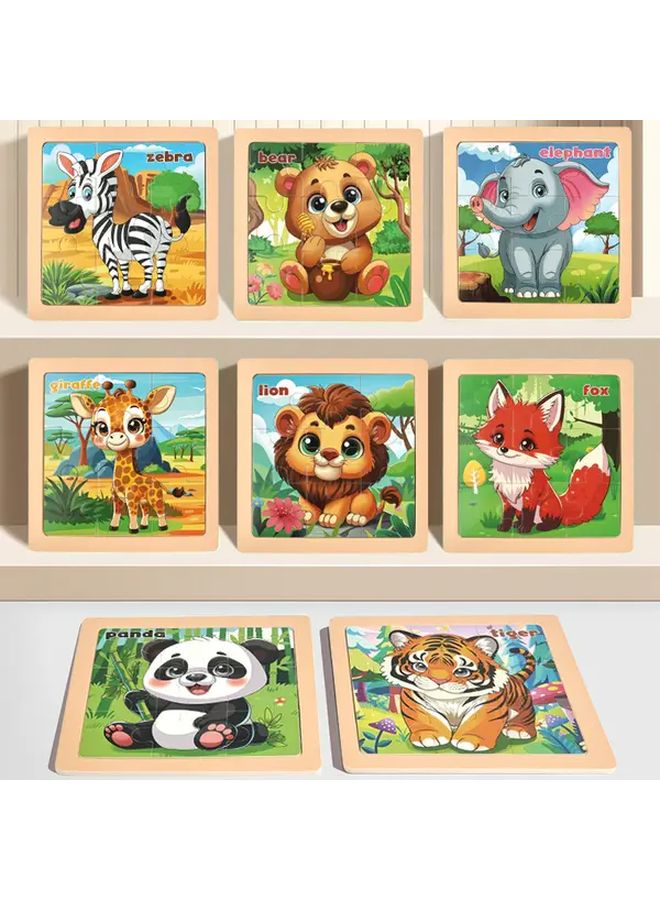 لوح الألغاز الخشبي للأطفال وسائل النقل موضوع رسومات حيوانات ملونة - Image 2