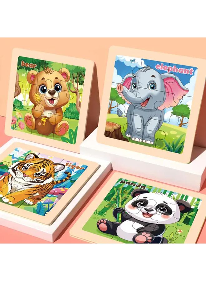 لوح الألغاز الخشبي للأطفال وسائل النقل موضوع رسومات حيوانات ملونة - Image 4