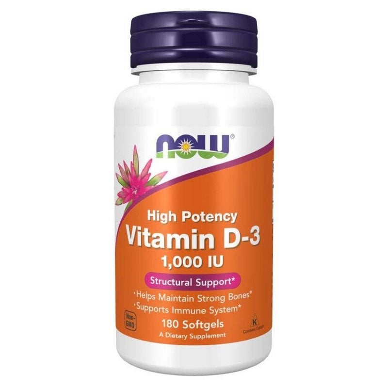 Now High Potency 1000IU Vitamin D3 Softgels For Strong Bones & Immunity, Pack of 180's - Image 1
