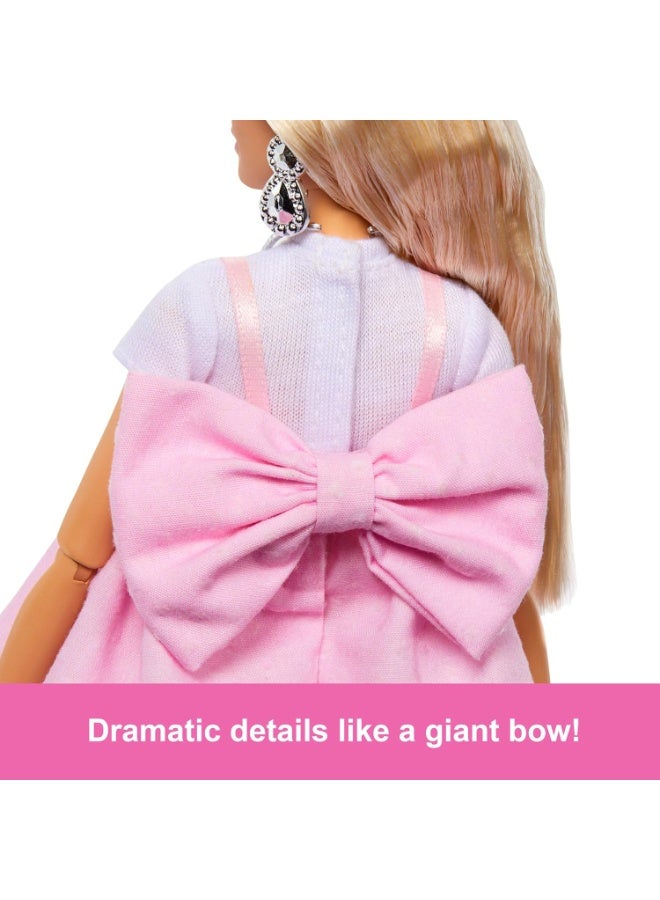 Barbie باربيكور ستايل ديلوكس، شعر أشقر في كعكة علوية، فستان وردي باستيل مع قوس كبير وإكسسوارات - Image 3