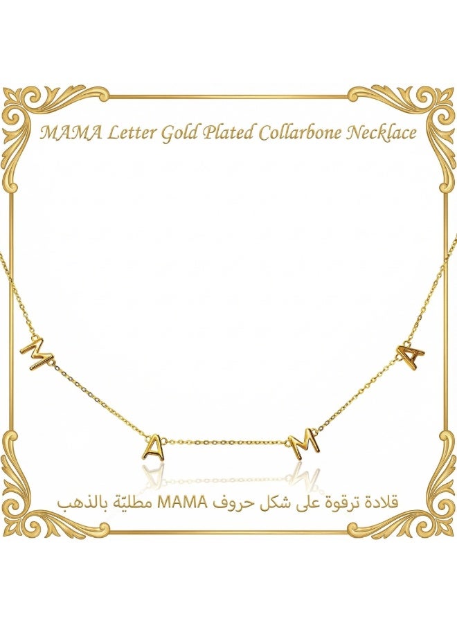 Ucanbe MAMA Letter Gold Plated Collarbone Necklace – Holiday Women's Delicate Jewelry Pendant - Image 1