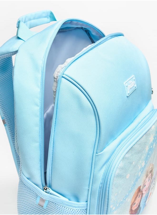 Disney - Girls Frozen Print Backpack with Adjustable Straps and Zip Closure - Image 1