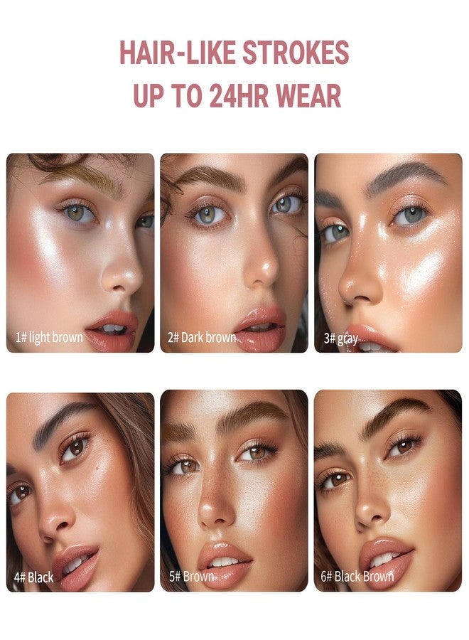 W3W Microblading Eyebrow Pen,3D Waterproof Eyebrow Pencil with 4 Fork Tip,Natural Long-Lasting Smudge-proof Fine Stroke Eyebrow Pencil for Women (Brown) - Image 4