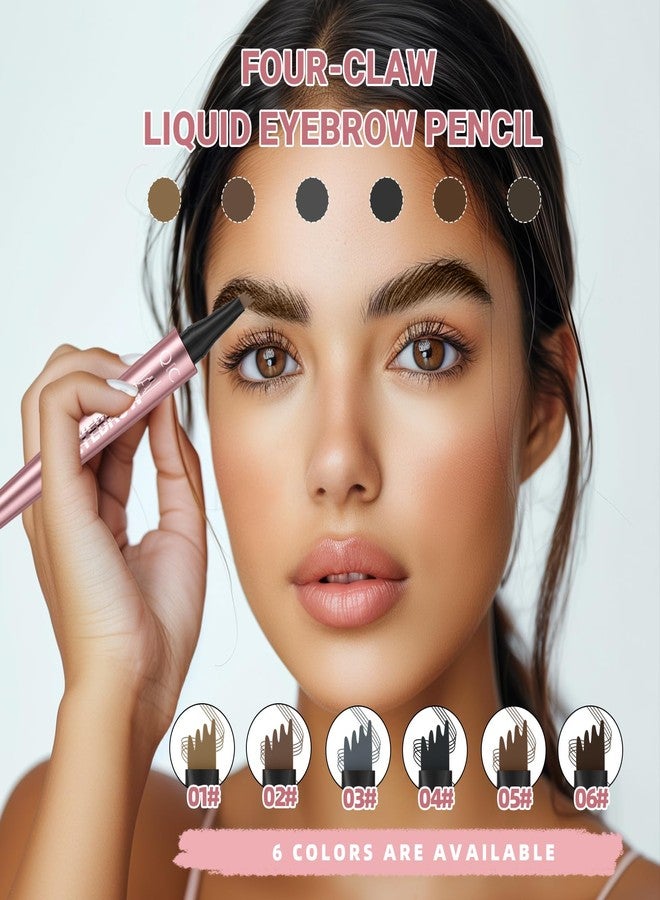 W3W Microblading Eyebrow Pen,3D Waterproof Eyebrow Pencil with 4 Fork Tip,Natural Long-Lasting Smudge-proof Fine Stroke Eyebrow Pencil for Women (Brown) - Image 3