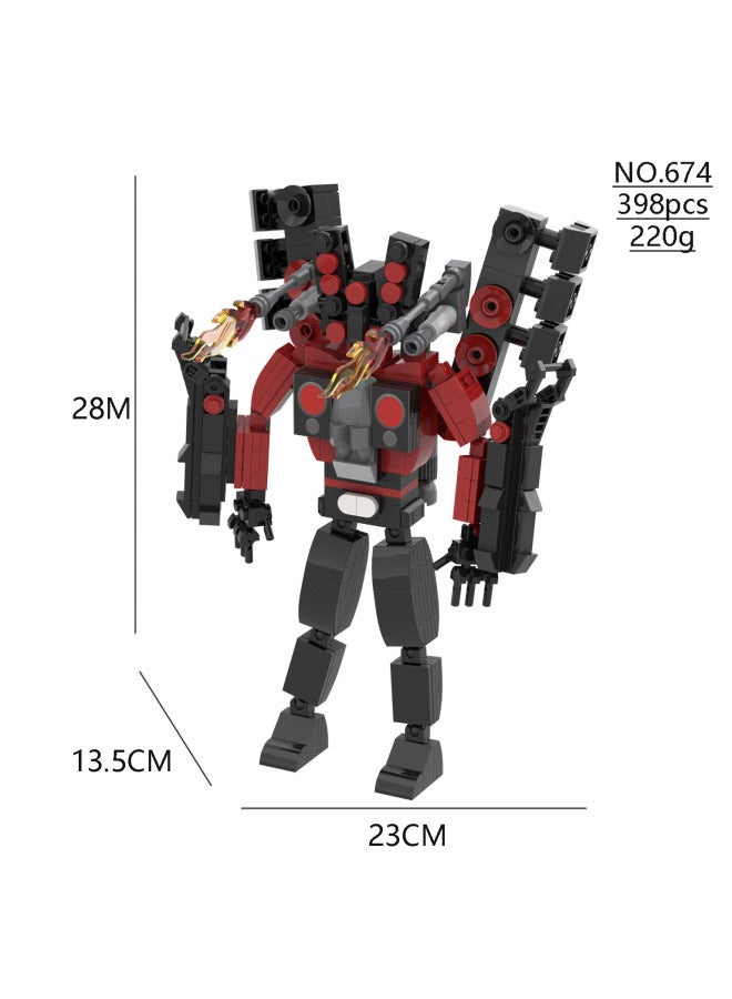 Monitor Man Toilet Man Model Titan Audio TV Children's Toy Assembled Gift Back Room Game Monster Building Blocks-Color:674 Flame Revenge Speaker Ready Stock + Paper Drawing  - Image 1
