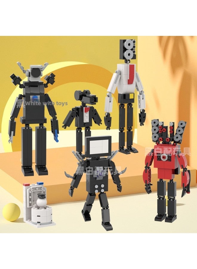 Monitor Man Toilet Man Model Titan Audio TV Children's Toy Assembled Gift Back Room Game Monster Building Blocks-Color:674 Flame Revenge Speaker Ready Stock + Paper Drawing  - Image 2