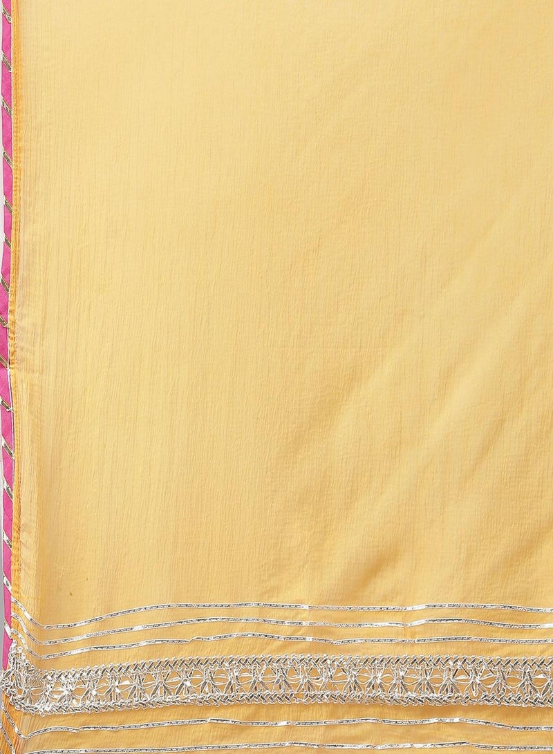 ISHIN Women's Yellow 100% Cotton Embroidered Regular Fit Kurta Set  - Image 5