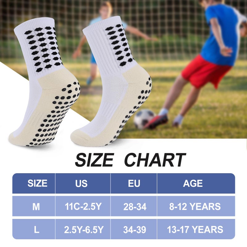 Ultrafun 5 Pairs Kids Youth Grip Soccer Socks Cushioned Non Slip Football Athletic Sports Socks (US, Alpha, Medium, Regular, Multicolor) - Image 5