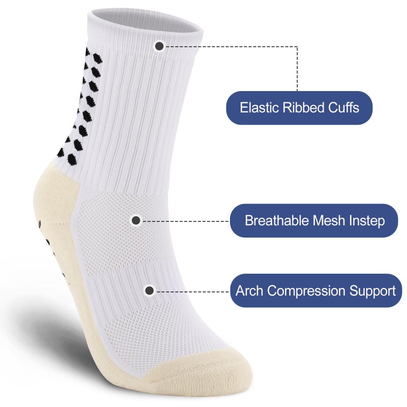 Ultrafun 5 Pairs Kids Youth Grip Soccer Socks Cushioned Non Slip Football Athletic Sports Socks (US, Alpha, Medium, Regular, Multicolor) - Image 3