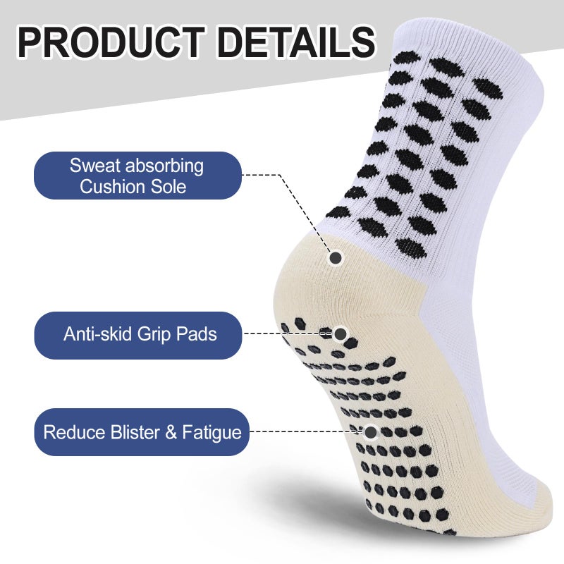 Ultrafun 5 Pairs Kids Youth Grip Soccer Socks Cushioned Non Slip Football Athletic Sports Socks (US, Alpha, Medium, Regular, Multicolor) - Image 4