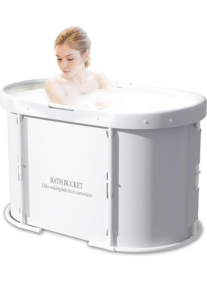 L&E Portable Foldable Bathtub for Adults, Separate Family Bathroom SPA Tub, Therapy Tub for Shower Stall, Fold Up Soaking Hot SPA, Ice Bath - Image 1