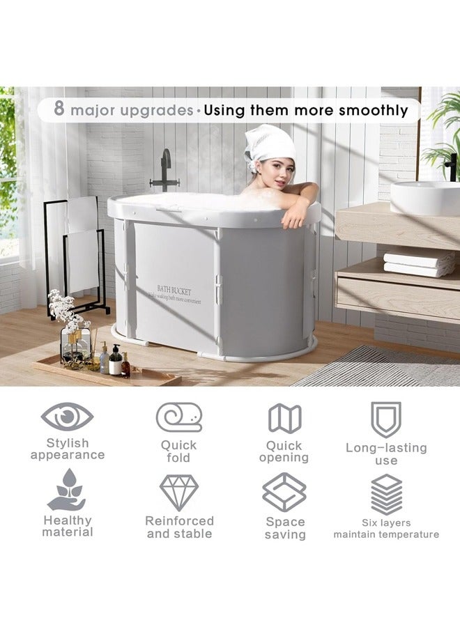 L&E Portable Foldable Bathtub for Adults, Separate Family Bathroom SPA Tub, Therapy Tub for Shower Stall, Fold Up Soaking Hot SPA, Ice Bath - Image 3