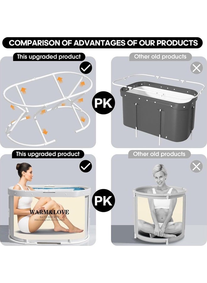 L&E Portable Foldable Bathtub for Adults, Separate Family Bathroom SPA Tub, Therapy Tub for Shower Stall, Fold Up Soaking Hot SPA, Ice Bath - Image 4