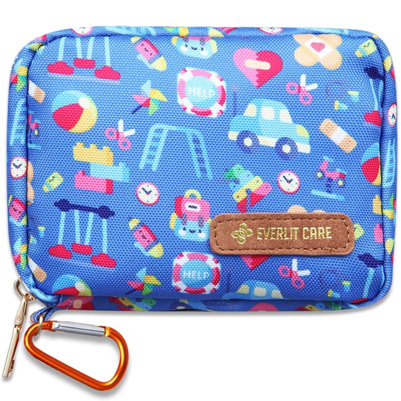 EVERLIT CARE EVERLIT Mini Rescue Pack 105 Medical Essentials Organized in Portable Storage Bag Pocket Size Kids First Aid Kit with D Ring Small FamilyFriendly Travel Medical Kit Playground