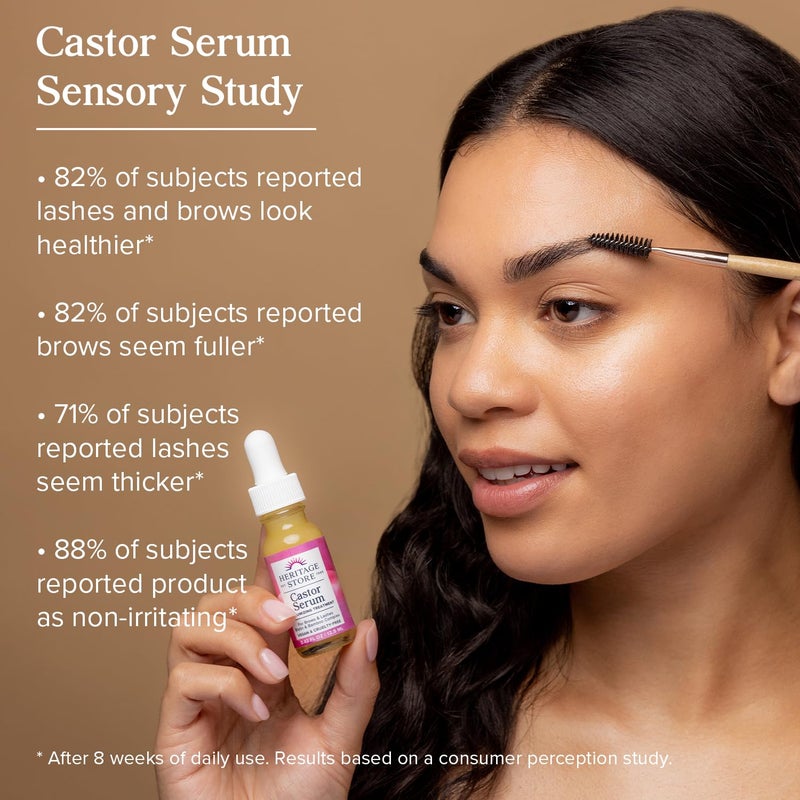 HERITAGE STORE Castor Oil Serum Volumizing Treatment for Fuller, Longer Looking Eyelashes, Bold Brows - Ophthalmology Tested Lash Serum w/Organic Castor Oil, Black Castor Oil, Biotin, Vegan, 0.42oz - Image 5