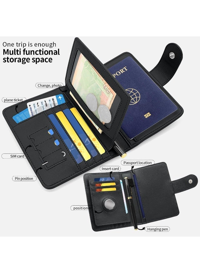 XIMAND حقيبة حامل جواز السفر Ximand مع حامل AirTag وفتحات للبطاقات وفتحة لجواز السفر وفتحة لتذكرة النقود وفتحة لبطاقة SIM للصور - Image 2