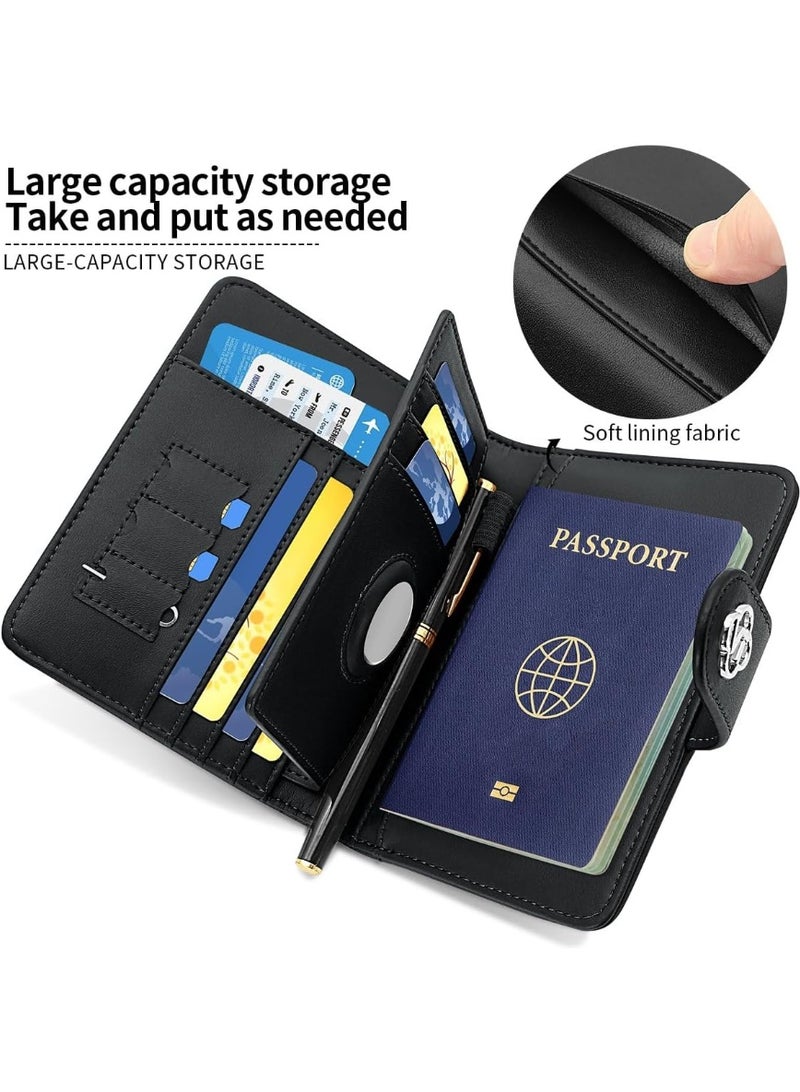 XIMAND حقيبة حامل جواز السفر Ximand مع حامل AirTag وفتحات للبطاقات وفتحة لجواز السفر وفتحة لتذكرة النقود وفتحة لبطاقة SIM للصور - Image 4