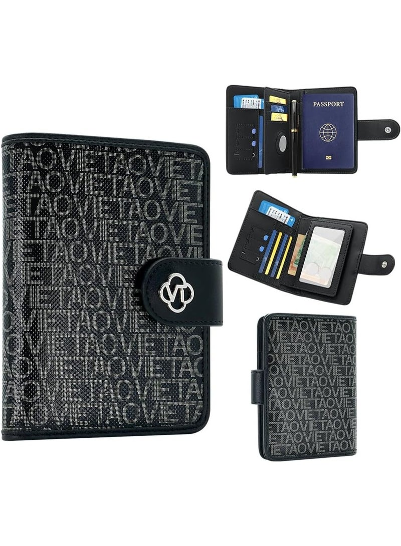 XIMAND حقيبة حامل جواز السفر Ximand مع حامل AirTag وفتحات للبطاقات وفتحة لجواز السفر وفتحة لتذكرة النقود وفتحة لبطاقة SIM للصور - Image 1