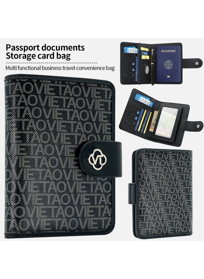 XIMAND حقيبة حامل جواز السفر Ximand مع حامل AirTag وفتحات للبطاقات وفتحة لجواز السفر وفتحة لتذكرة النقود وفتحة لبطاقة SIM للصور - Image 3