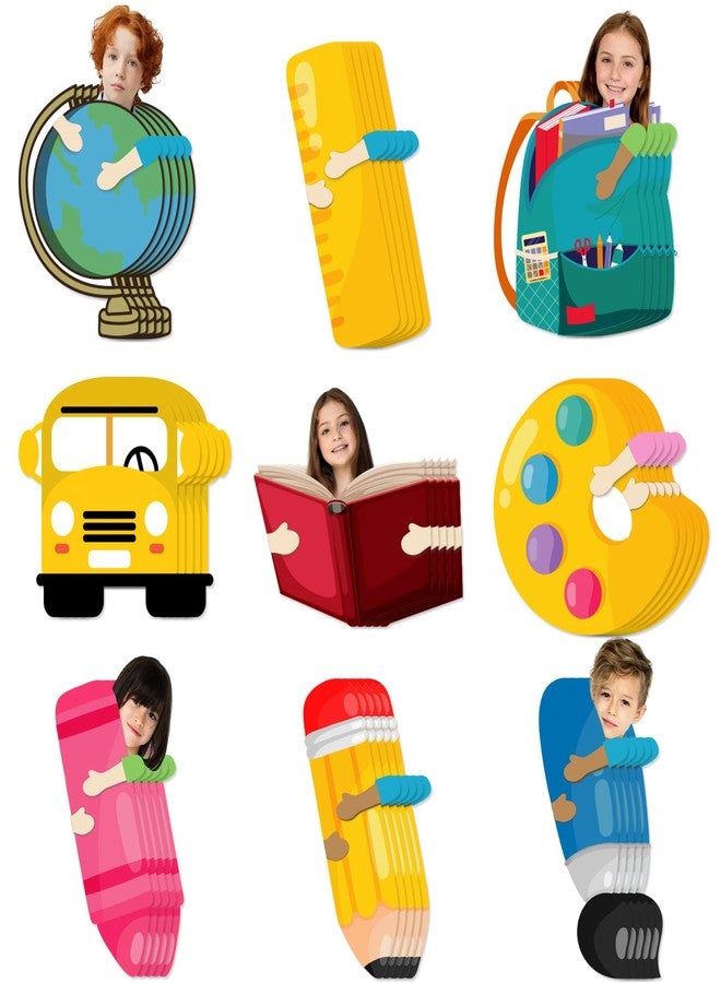 Glodecart 45PCS Back to School Cutouts for Classroom Bulletin Board Decor, School Theme Pencil Cut-Outs with Photo Space for Preschool Classroom Decorations Kindergarten Party Supplies Accessories - Image 1
