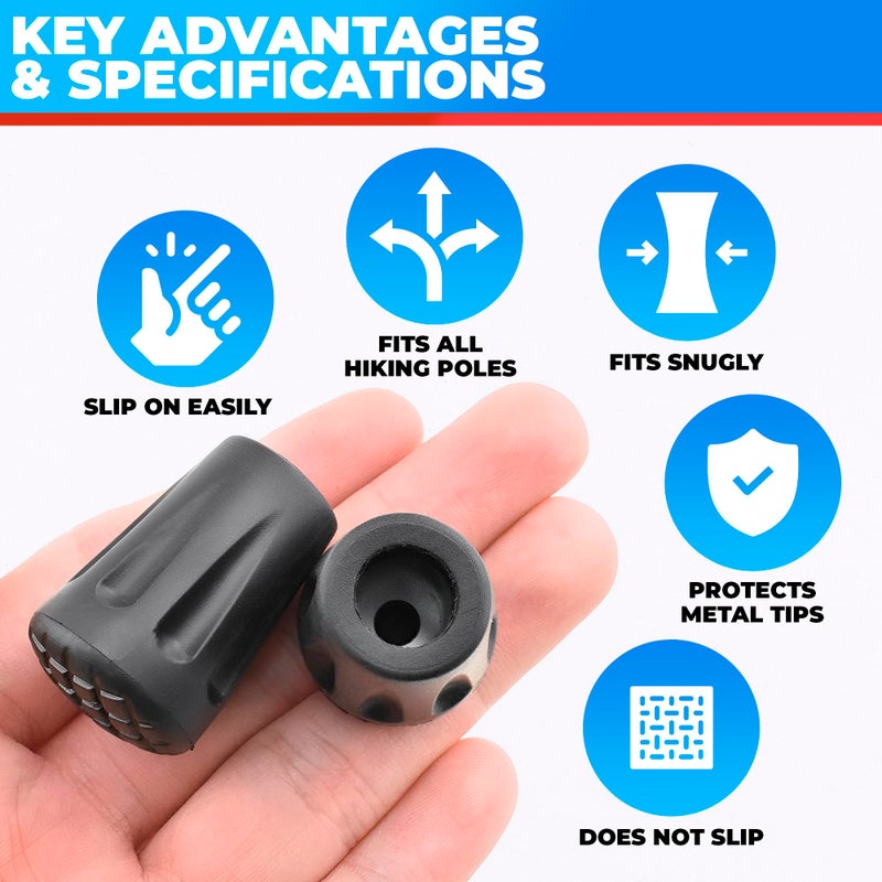 SIMAX Park Ridge Outfitters Hiking Pole Tips - 6 Pack - Replace Lost or Worn Standard Hiking and Trekking Pole Tips - Image 4