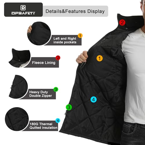 DPSAFETY Reflective Jacket, High Visibility Parka, Waterproof Hi Vis, Safety Jacket with Removable Hood and Zipper, ANSI Class 3 (Black,2XL) - Image 4