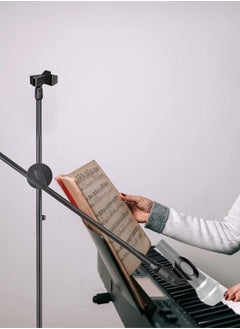 TDOO TDOO Microphone Stand, Foldable Tripod Boom Stand Adjustable Height Heavy Duty Mic Boom Stand with Dual Mic Clip Holders and Metal Base for Singing, Speech, Stage  - Image 2