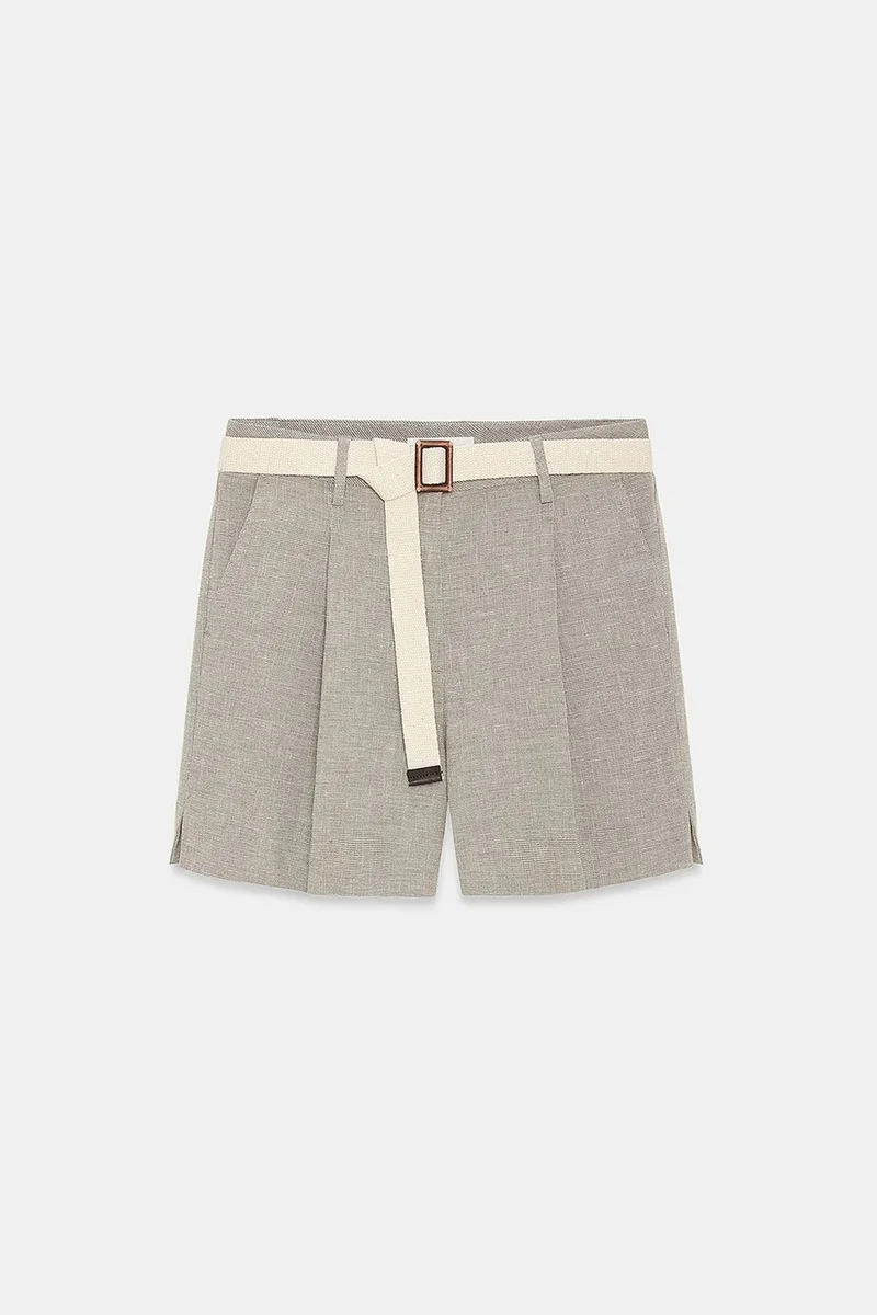 DILVIN Belted High-waist Tailored Shorts