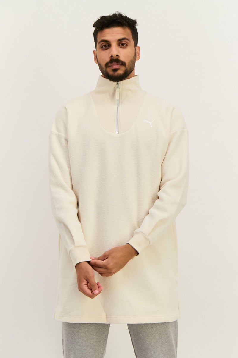 PUMA Men Relaxed Fit Long Sleeve Outdoor Sweatshirt, Beige  - Image 1