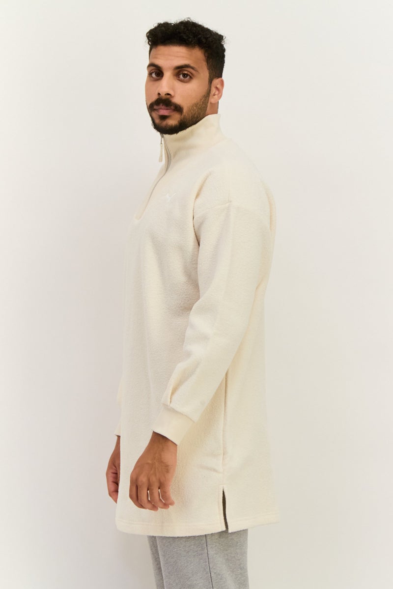 PUMA سويت شيرت خارجي بأكمام طويلة للرجال بتصميم مريح، بيج - Image 4