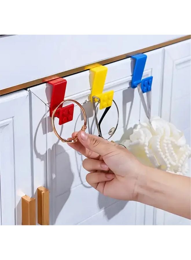 Green Punch Free Building Block Cabinet Door Hook Heavy Duty Plastic Multi Functional Door Hanger - Image 3