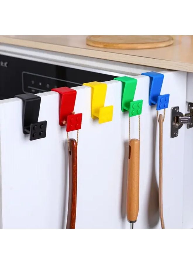 Green Punch Free Building Block Cabinet Door Hook Heavy Duty Plastic Multi Functional Door Hanger - Image 2