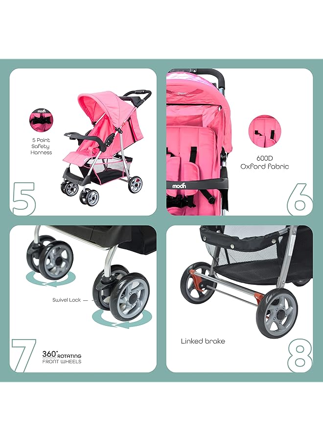 erorex Trek Travel Stroller Pram Suitable For Newborn Infant Baby Kids With Dual Tray Leg Rest One Hand - Image 3