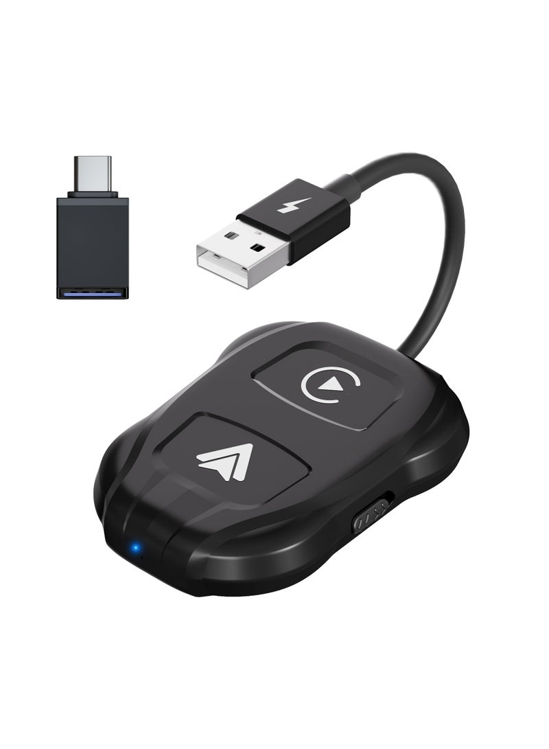 محول لاسلكي 2 في 1 من Apple CarPlay  Android Auto لاسلكي، دونجل AA لاسلكي 5.8 جيجا هرتز لـ Apple Carplay السلكي وAndroid Car يحول السلكية إلى لاسلكية سريعة وسهلة الاستخدام - Image 1