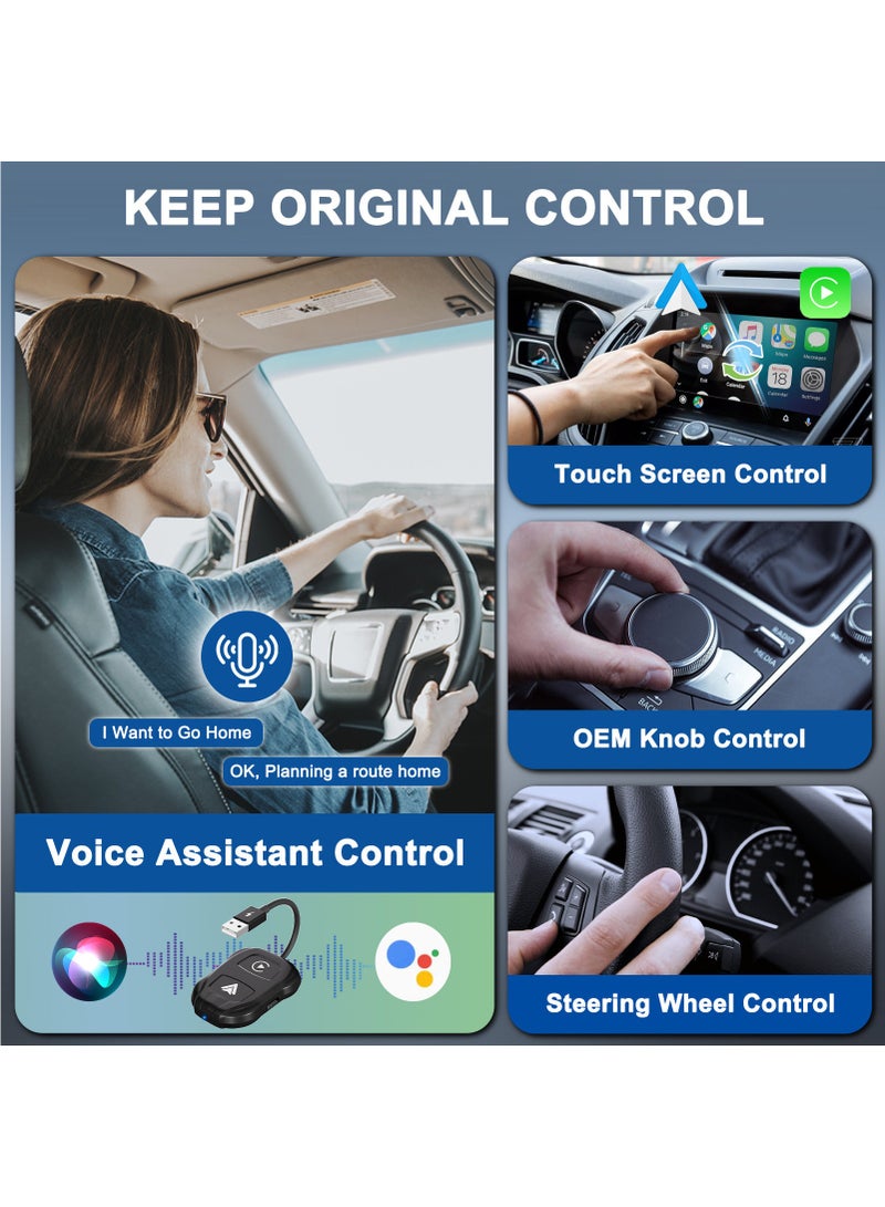 محول لاسلكي 2 في 1 من Apple CarPlay  Android Auto لاسلكي، دونجل AA لاسلكي 5.8 جيجا هرتز لـ Apple Carplay السلكي وAndroid Car يحول السلكية إلى لاسلكية سريعة وسهلة الاستخدام - Image 4