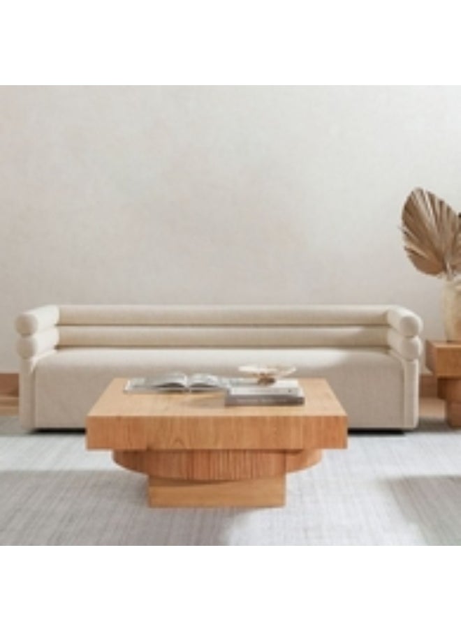 Homzmart Swedish Wood and Linen 3 Seaters Sofa - Beige  - Image 3