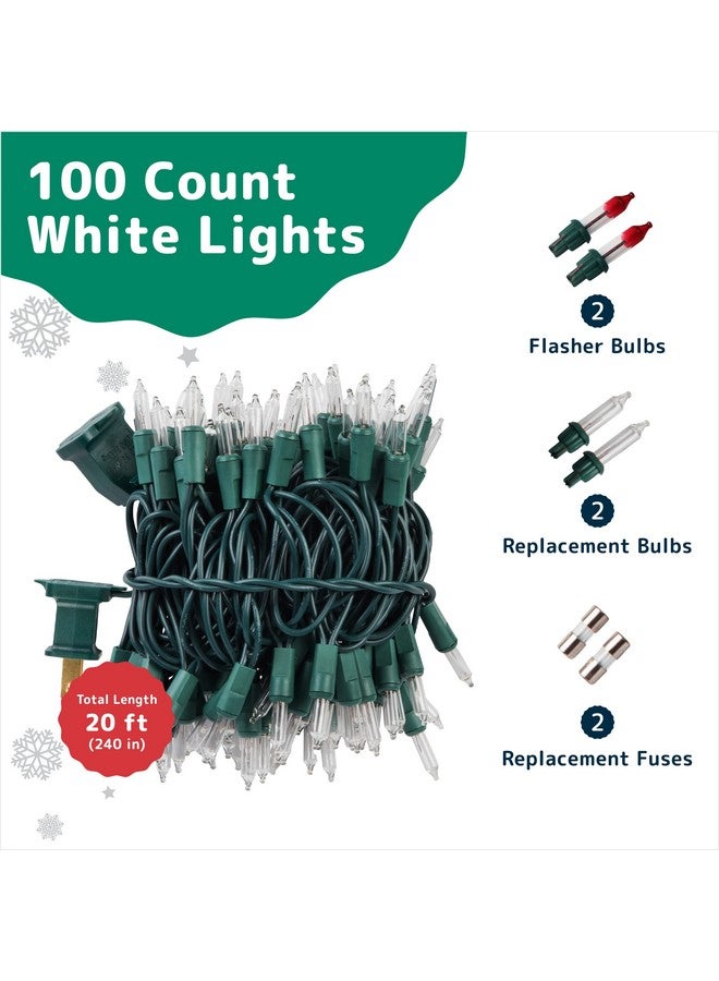 Prextex 100 Count Clear Christmas Tree Lights With Green Wire - 20 Ft Warm White Twinkle Lights For Indoor Or Outdoor Use - Holiday Fairy String Lights For Christmas Trees, Patios, And More - Image 2