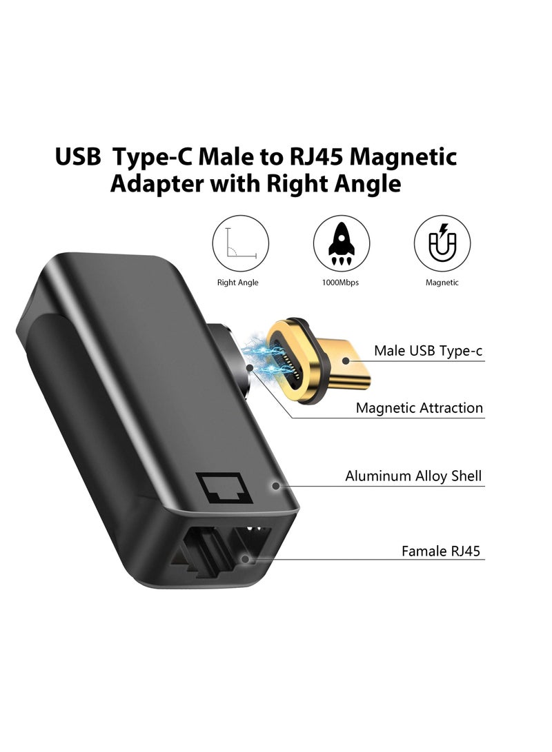 محول إيثرنت جيجابت من USB-C بزاوية 90 درجة إلى RJ45، موصل شبكة من النوع C مكون من 24 سنًا، بسرعة 1000 ميجابت في الثانية لأجهزة Windows وAndroid وMac OS  - Image 2