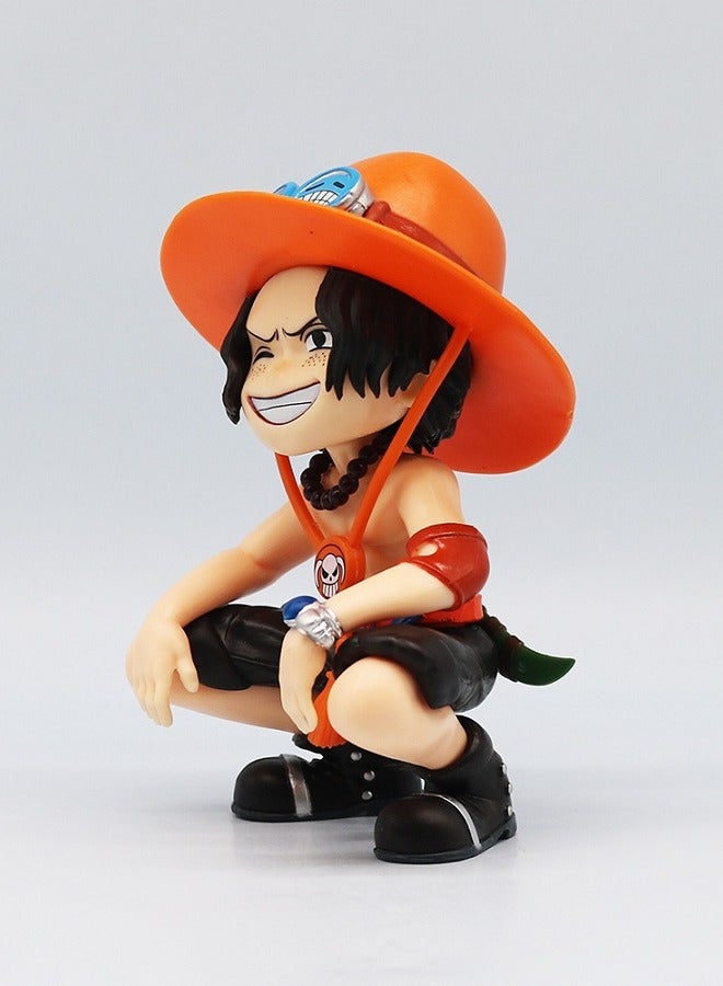 HALAMODO One Piece Sitting Q Version Series Laugh Ace Tide Play GK Hand Action Figure Model Car Decoration  - Image 2