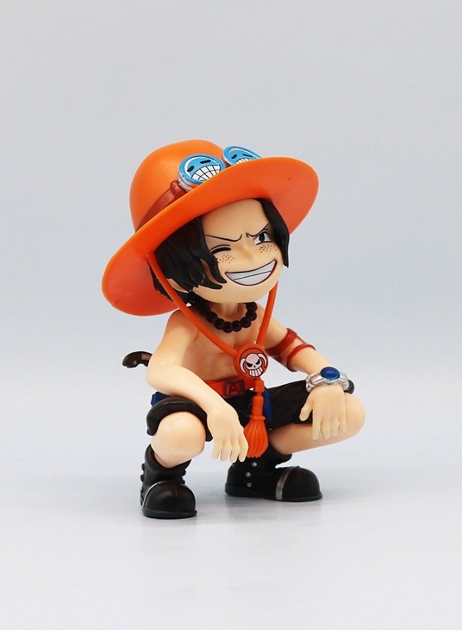 HALAMODO One Piece Sitting Q Version Series Laugh Ace Tide Play GK Hand Action Figure Model Car Decoration  - Image 3