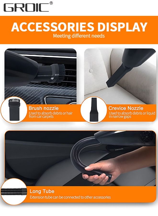 GROIC Portable Car Vacuum Cleaner,120W 4500pa High Power USB Charging Car Vacuum Cleaner,Auto Accessories Cleaning Tool Kit,Car Interior Detailing - Image 3