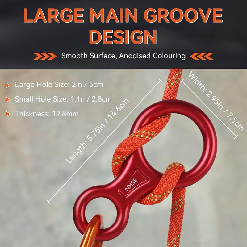 AOKWIT Rescue Figure 8 Descender Climbing Gear Downhill Equipment 35KN/3500kg 7075 Aluminum Alloy Rigging Plate for Climbing Belaying and Rappeling Device - Image 5