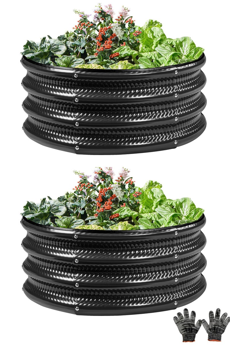 Gartist 2 Pcs 2x2X1 FT Round Galvanized Raised Garden Bed Kit, Black Outdoor Planter Garden Bed, Metal Raised Box for Vegetables, Fruits, Flowers & Herbs - Image 1